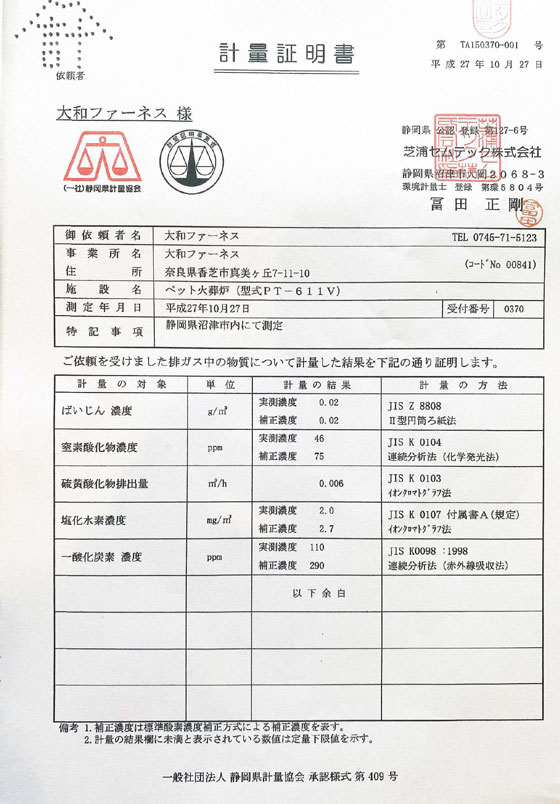 計量証明書